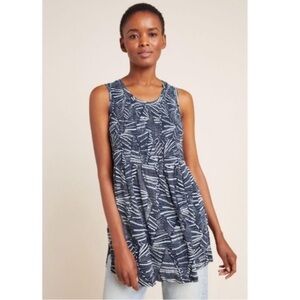 Anthropologie Riley Smocked Tunic Navy & Gray Size Medium